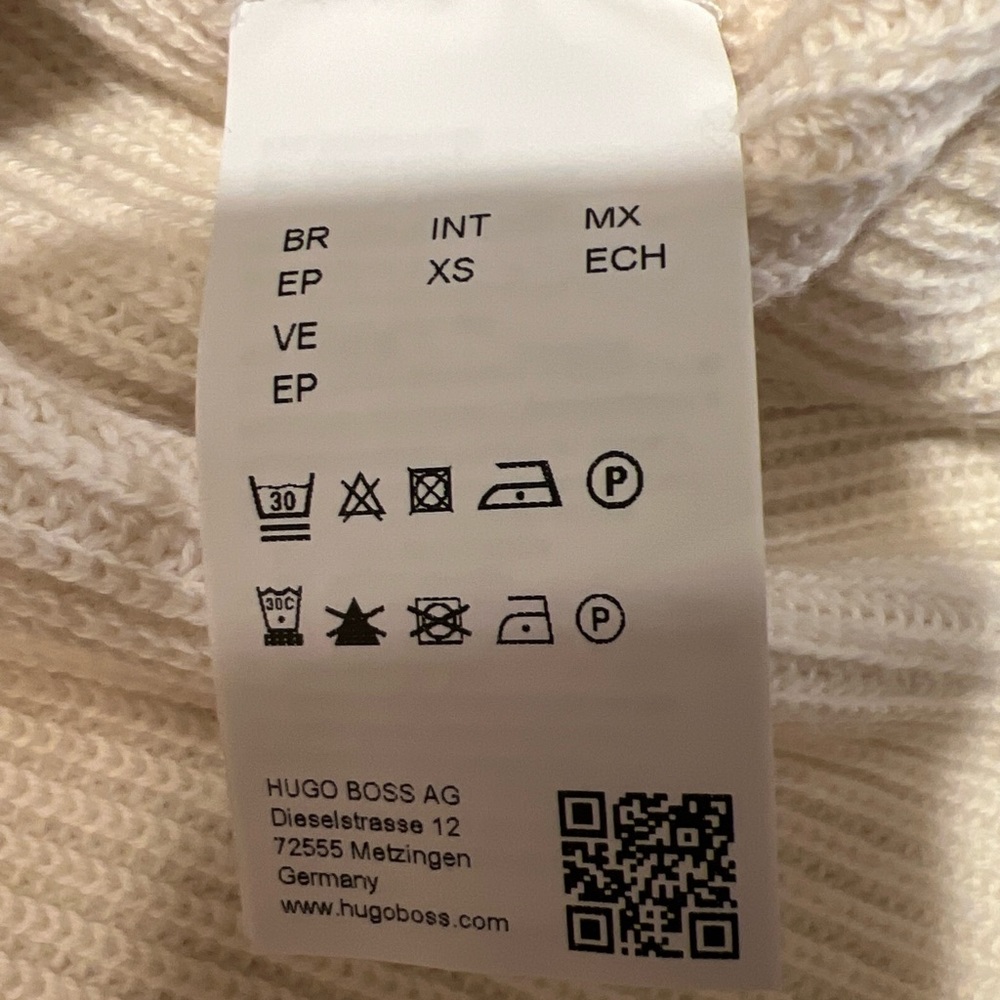HUGO BOSS FAONIA COTTON & CASHMERE IVORY SWEATER sz S D1 - Picture 9 of 12